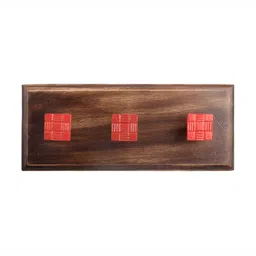 Indianshelf Brown & Red Checked Wooden Wall Hooks Key Holder-image-59