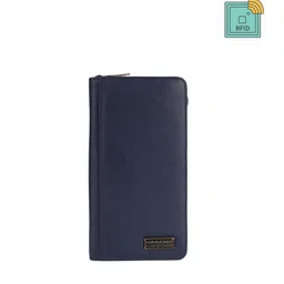 HAMMONDS FLYCATCHER Unisex Blue Zip Detail Leather Passport Holder-26