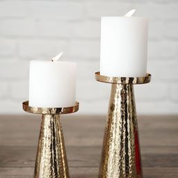 BEHOMA Gold-Toned 2Pcs Textured Metal Candle Holders-image-35