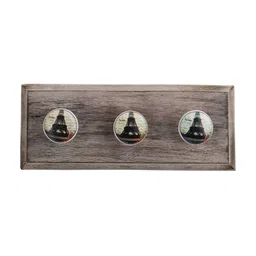Indianshelf White & Black 3 Hooks Tower Printed Wooden Wall Key Holder-image-16