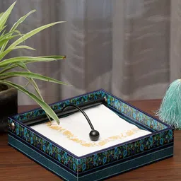DULI Blue & Green Printed Tissues and Napkin Holder-48