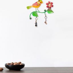 Golden Peacock Red Textured Bird-Shaped Hanging Key Holder-24