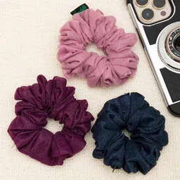 Arendelle Women Lavender & Burgundy Set of 3 Ponytail Holders-74