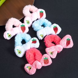 Golden Peacock Girls Set of 6 Pink & Blue Fur Ponytail Holders-13