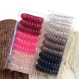Yellow Chimes Women Women Set of 18 Multicolored Spiral Elastic Ponytail Holders-image-58