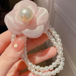 OOMPH Women Pink Beaded Ponytail Holders-15
