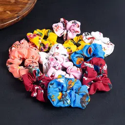 Golden Peacock Women Pack Of 12 Printed Ponytail Holders-image-61