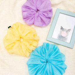 Arendelle Women Pink & Blue Set of 3 Ponytail Scrunchies-88