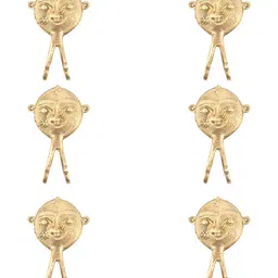 IndianShelf Gold-Toned & Black 6 Pieces Woman Face Brass Wall Hook-7