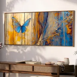 Art Street Blue & Yellow 1 Piece Canvas Birds and Animals Wall Paintings-image-72