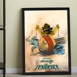 Art Street Black & Yellow Framed Cricket Art Print Ball Helmet Poster-55