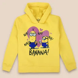 Kids Ville Girls Minions Printed Cotton Hooded Sweatshirt-image-69
