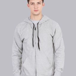 Fleximaa Men Grey Melange Hooded Sweatshirt-image-78
