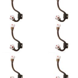 IndianShelf Black & White 6 Pieces Star Printed Ceramic Wall Hooks-image-69
