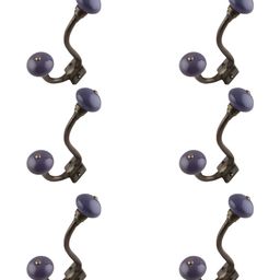 IndianShelf Grey 6 Pieces Ceramic Wall Hooks-20