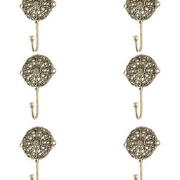 IndianShelf Gold-Toned 6 Pieces Brass Floral Door Hangers Wall Hooks-image-88