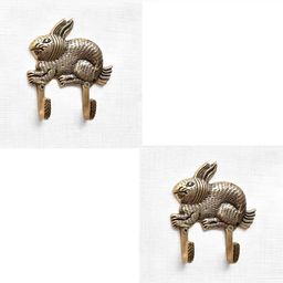 IndianShelf Gold-Toned & Black 2 Pieces Rabbit Brass Wall Hooks-picture-28