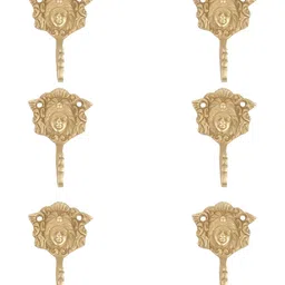IndianShelf Gold-Toned 6 Pieces Brass Lady Face Cloth Hanger for Wall Key Hooks-image-100