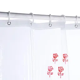 Kuber Industries Transparent Printed Shower Curtains With Hooks image 2