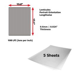 owlhaus Lenticular Sheet 17"x13", 100LPI (Pack of 5) - Transparent Lenticular Lens Sheet Blanks, Portrait, for Magic Tricks, 3D/Morph/Zoom/Animation/Flip-Image Printing, Optical Illusion, Invisibility Shield image 2