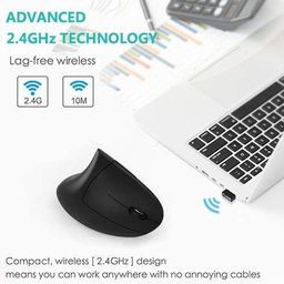 MICROWARE Rechargeable 2.4ghz Wireless Vertical Ergonomic Mouse 800-1600 Dpi Optical Mouse 6 Buttons and Portable Office Gaming Cordless Mice with A USB Receiver for Pc Computer Laptop for Right Hand image 5