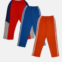 TINY HUG Boys Pack Of 3 Red & Blue Solid Track Pants-58