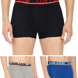 Lux Cozi Pack Of 3 Pure Cotton Assorted Trunks LUX_008_3E_BIGSHOT_SEMI_LONG_PLAIN_ASSTD_90-13
