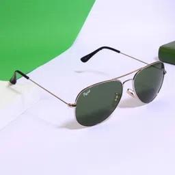 RESIST EYEWEAR Unisex Green Lens & Silver-Toned Sunglasses AIRCRAFTS SILVER GREEN-GREEN-6