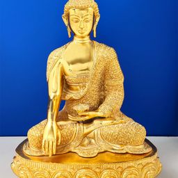 Exotic India Gold-Toned Lord Bhumisparsha Buddha Religious Idol Showpiece-picture-2