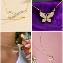 DressBerry Set Of 4 Stainless Steel Gold-Plated Heart Star Infinity Moon Charm Necklace-26