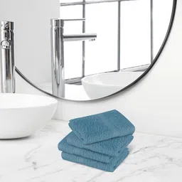 Himeya Blue 4 Pieces Terry Cotton 450 GSM Face Towels-16