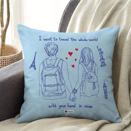 Indigifts Blue Printed Square Shaped Cushion-26