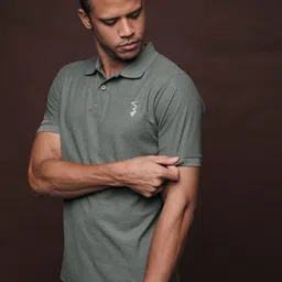 Campus Sutra Men Olive Green Polo Collar Dri-FIT Running T-shirt-image-87