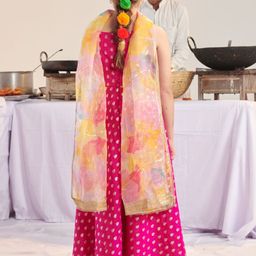 pspeaches Girls Floral Printed Regular Sequinned Kurta with Pyjamas & With Dupatta image 4