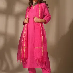 DIMPLE DESIGN STUDIO Regular Pure Cotton Kurta with Salwar & With Dupatta image 1