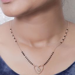 SOLIBELLE Rose Gold-Plated Artificial Stones Mangalsutra-image-63