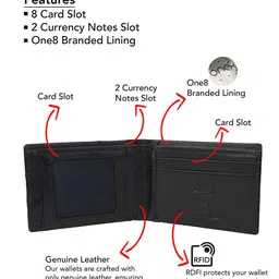 One8 Men Lightweight Leather Two Fold Wallet With RFID image 4