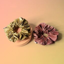 HAIR DRAMA COMPANY Women Olive Green & Mauve Set of 2 Ponytail Holders-image-84