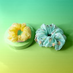 HAIR DRAMA COMPANY Women Set of 2 Yellow & Blue Scrunchies-image-50
