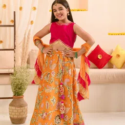 pspeaches Girls Printed Ready to Wear Lehenga & Blouse With Dupatta-image-74