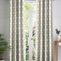 Cortina Beige & White 2 Pieces Printed Long Door Curtain-37