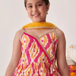 pspeaches Girls Floral Printed Regular Kurta with Sharara & With Dupatta image 2