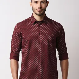 Basics Men Maroon Slim Fit Printed Casual Shirt-image-39