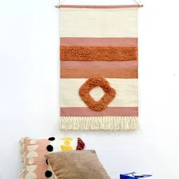 Art Avenue Off White & Brown Cotton Hand Tufted Wall Hanging With Tasselled-picture-26