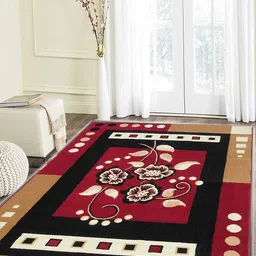 IMRA CARPET Red and Beige Floral Anti Skid Regular Carpets-image-15