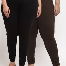 TAG 7 PLUS Women Pack Of 2 Solid Plus Size Ankle-Length Leggings-picture-4