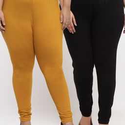 TAG 7 PLUS Women Pack Of 2 Solid Plus Size Ankle-Length Leggings-picture-12