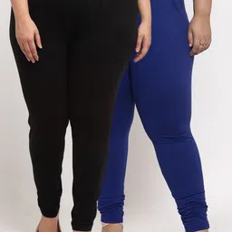 TAG 7 PLUS Women Pack Of 2 Solid Plus Size Ankle Length Leggings-picture-45