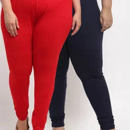 TAG 7 PLUS Women Pack Of 2 Solid Plus Size Ankle-Length Leggings-image-68