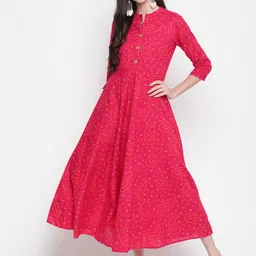 GLAM ROOTS Pink Ethnic Motifs Ethnic Maxi Midi Dress-image-41